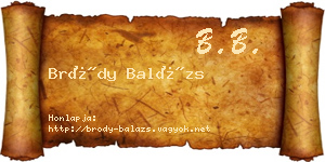 Bródy Balázs névjegykártya